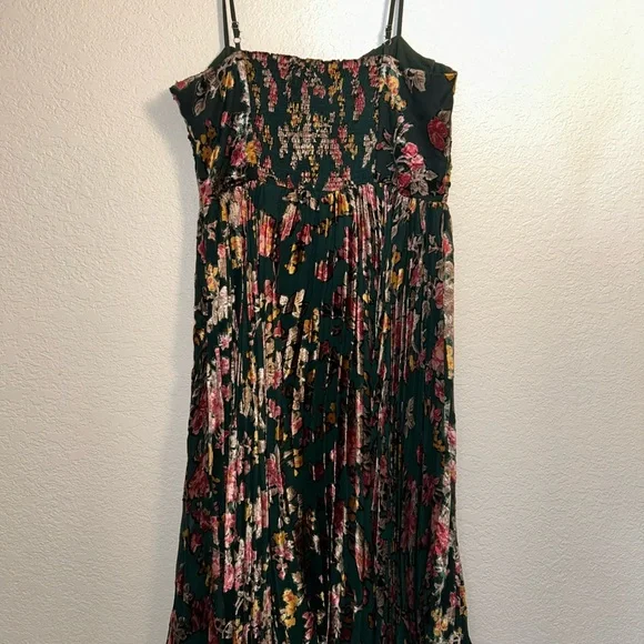 Anthropologie Pink and Green Spaghetti Strap Midi Dress - Picture 5 of 6